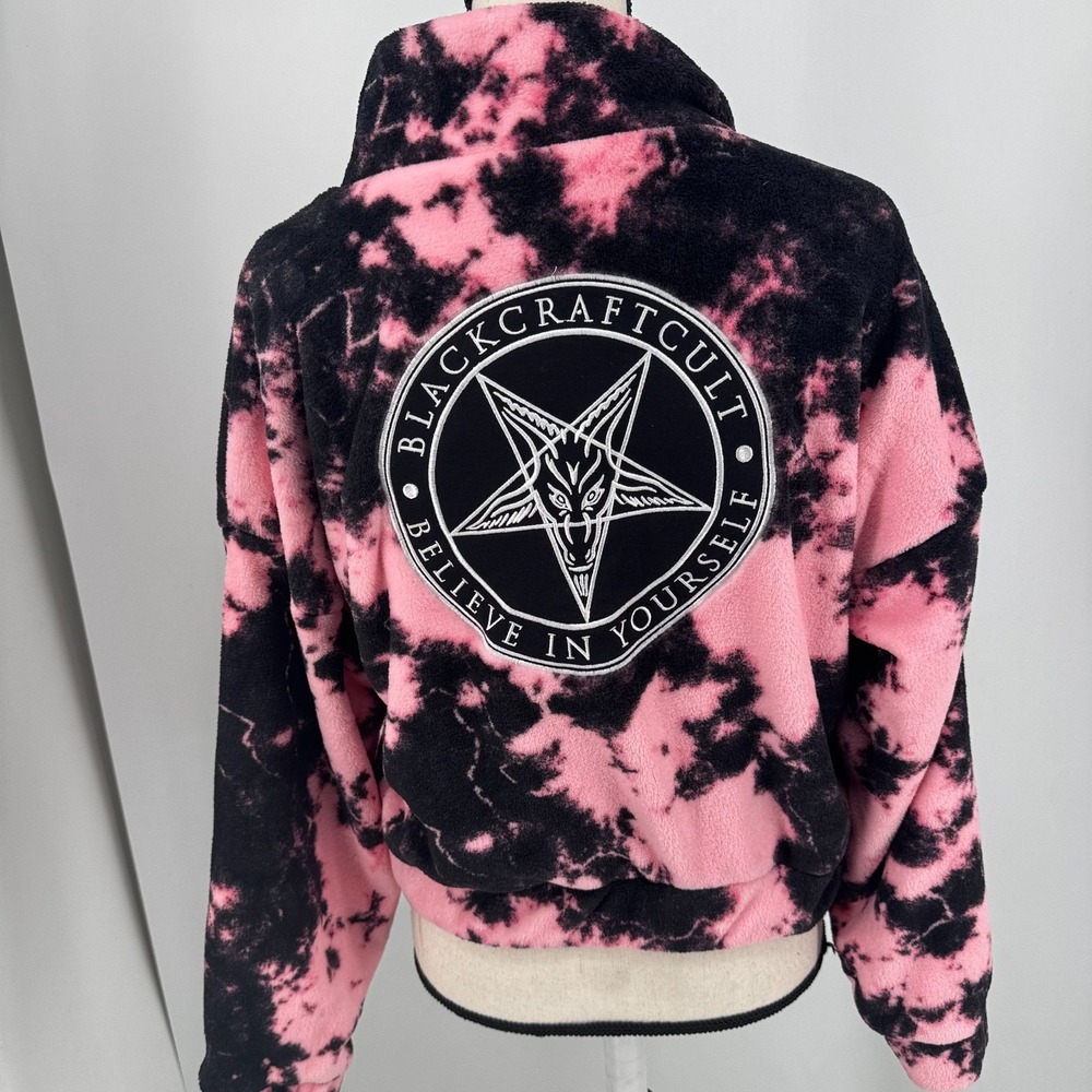BlackCraftCult Pink & Black Tie-Dye Logo Fleece Hoodie